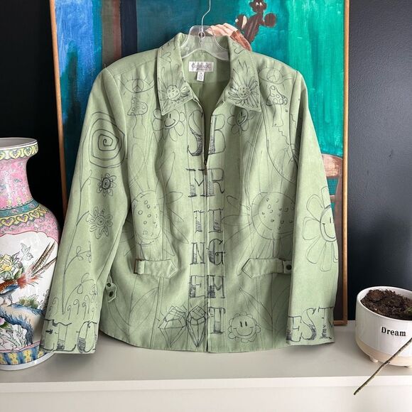 Conrad C Stylish Green Patterned Blazer Hand Drawn 14 - Picture 3 of 16